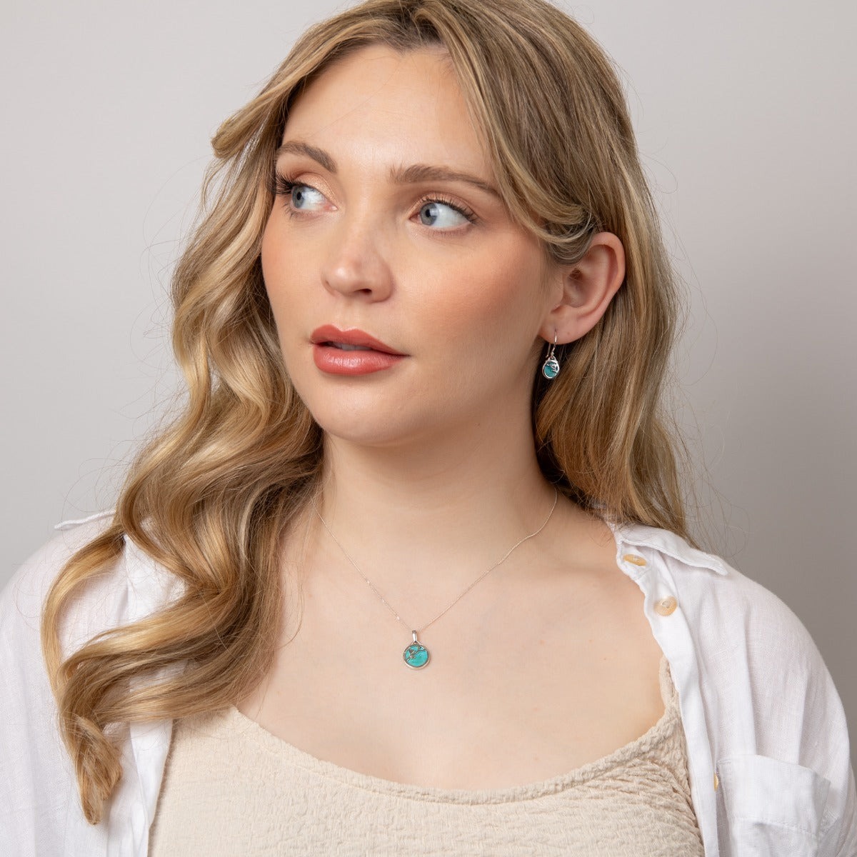 Beginnings Flower Pattern Earrings with Turquoise Background