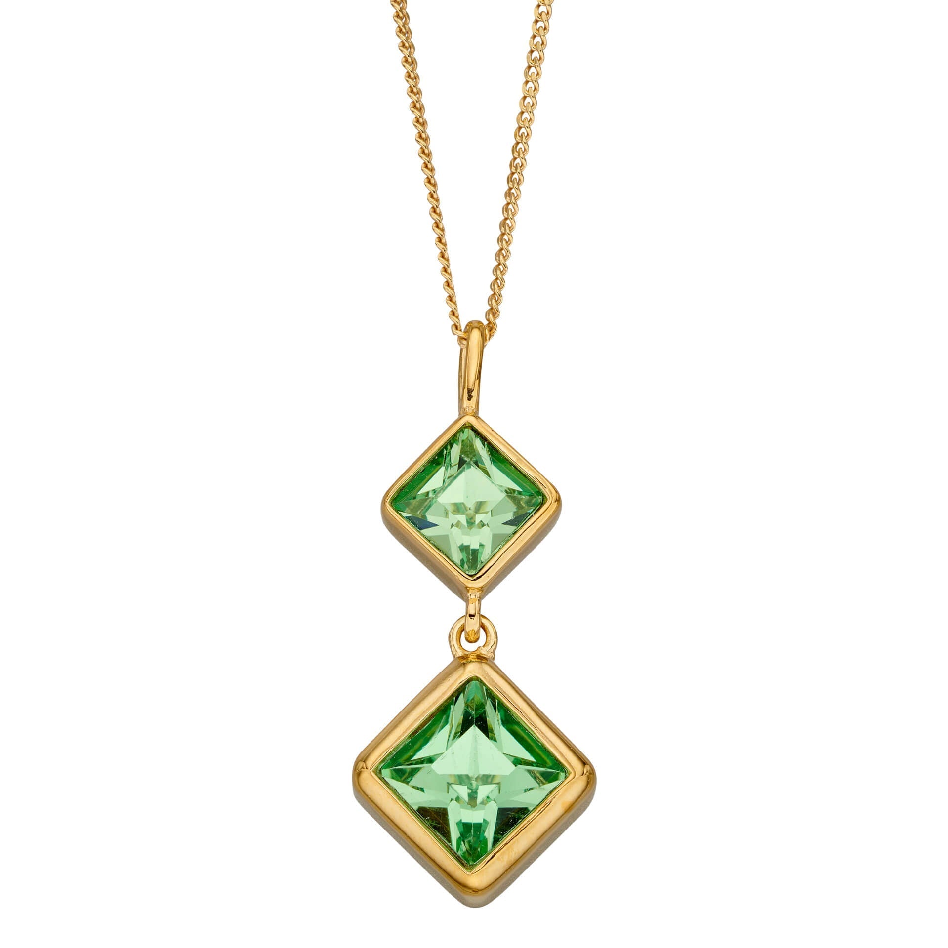 Beginnings Double Square Drop Pendant with Crystal