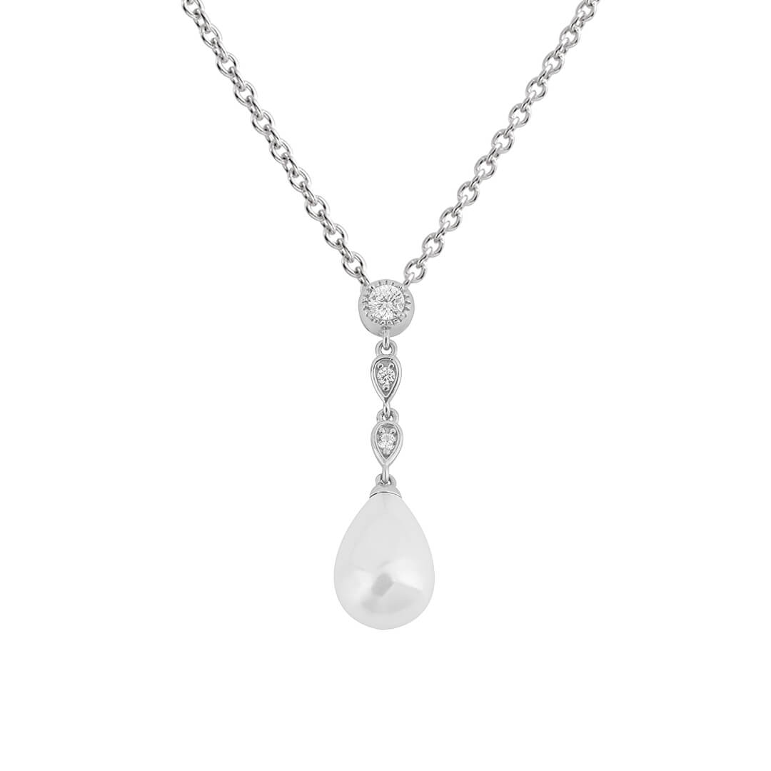 Colgante de gota con cadena de perlas Shell de Diamonfire