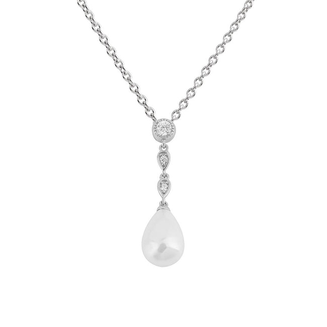 Diamonfire Shell Pearl Chain Drop Pendant