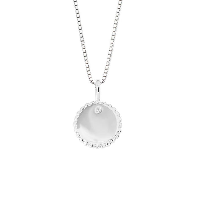 D For Diamond Round Stippled Edge Pendant