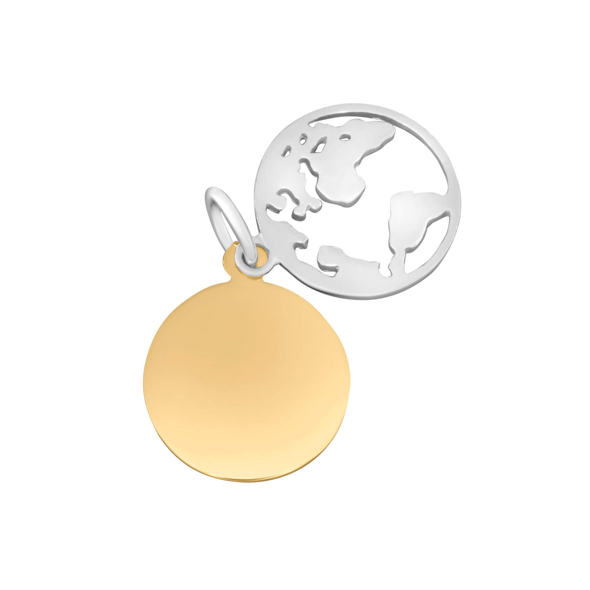 Beginnings World Pendant with Yellow Gold Plated Disc