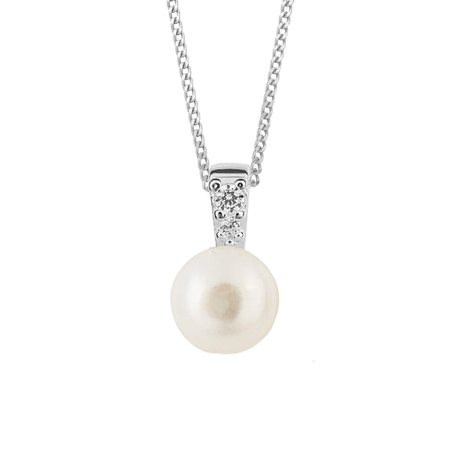 Beginnings Pearl Pendant with Pave Cubic Zirconia