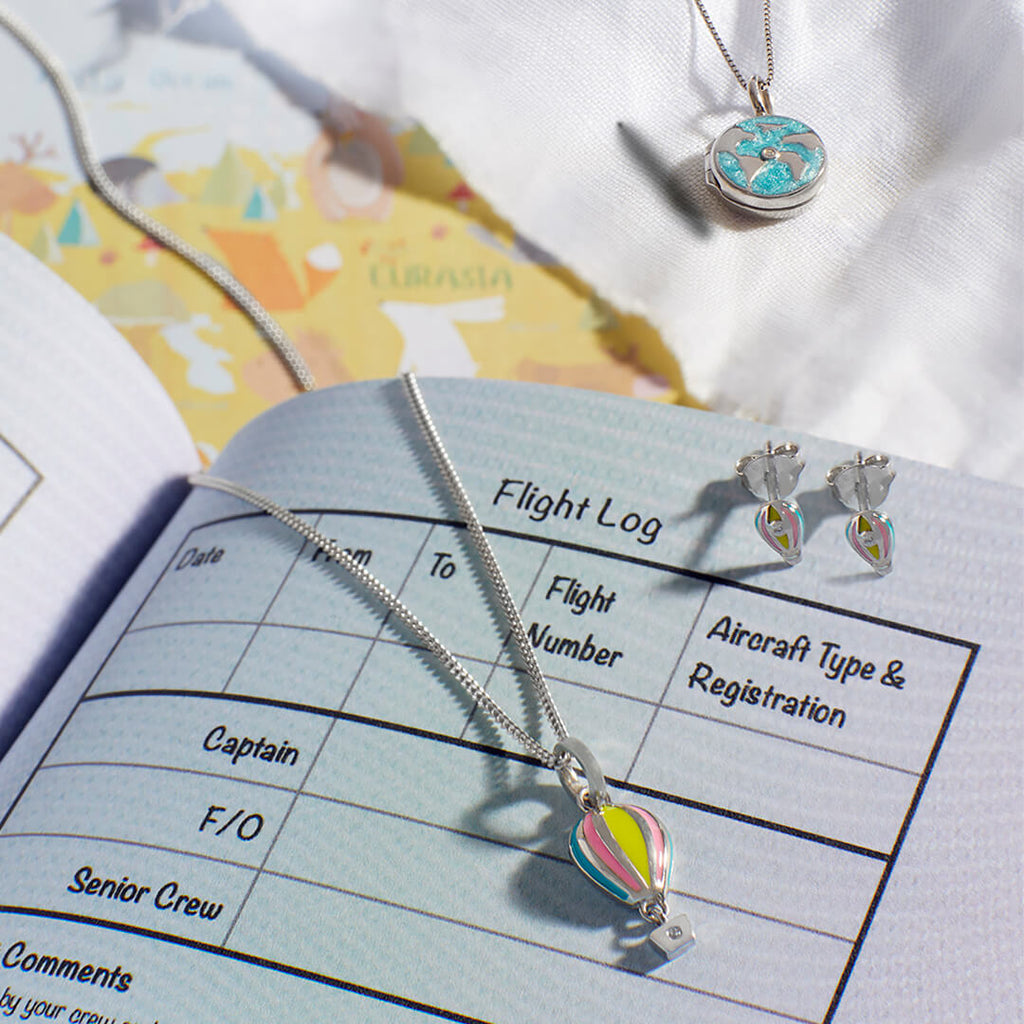 D For Diamond Pearlised Enamel Earth Locket Pendant with Diamond