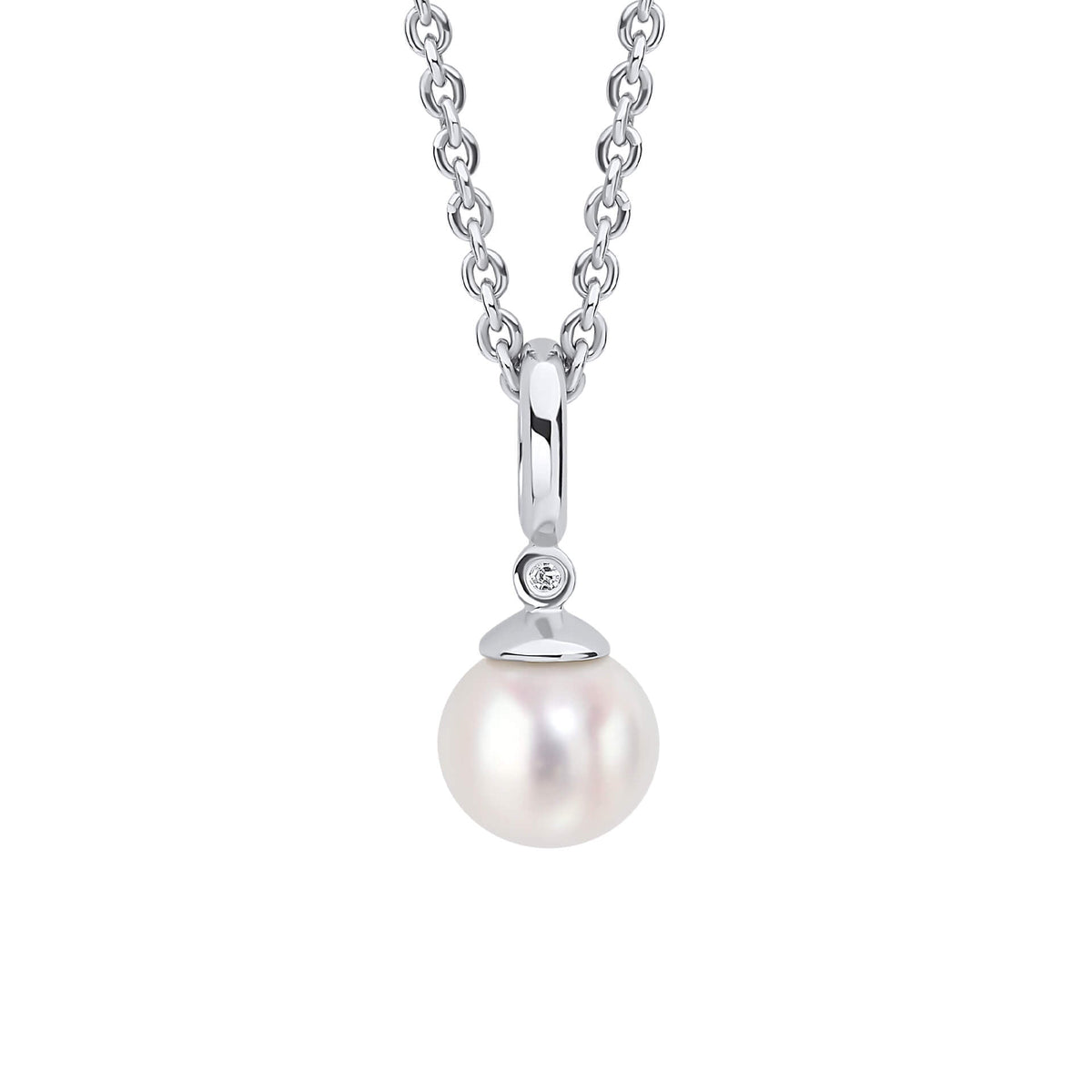 D For Diamond Pearl Drop Pendant with Diamond