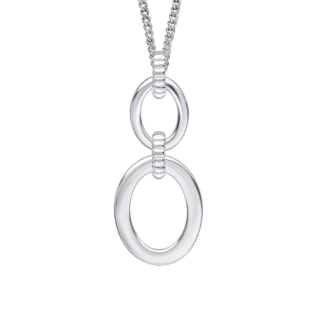 Beginnings Double Oval Drop Pendant with Textured Connection Link