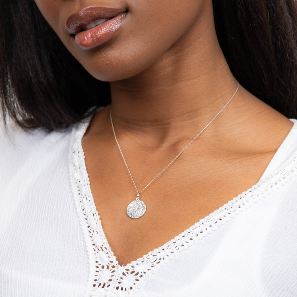 Beginnings Ripple Texture Round Disc Pendant