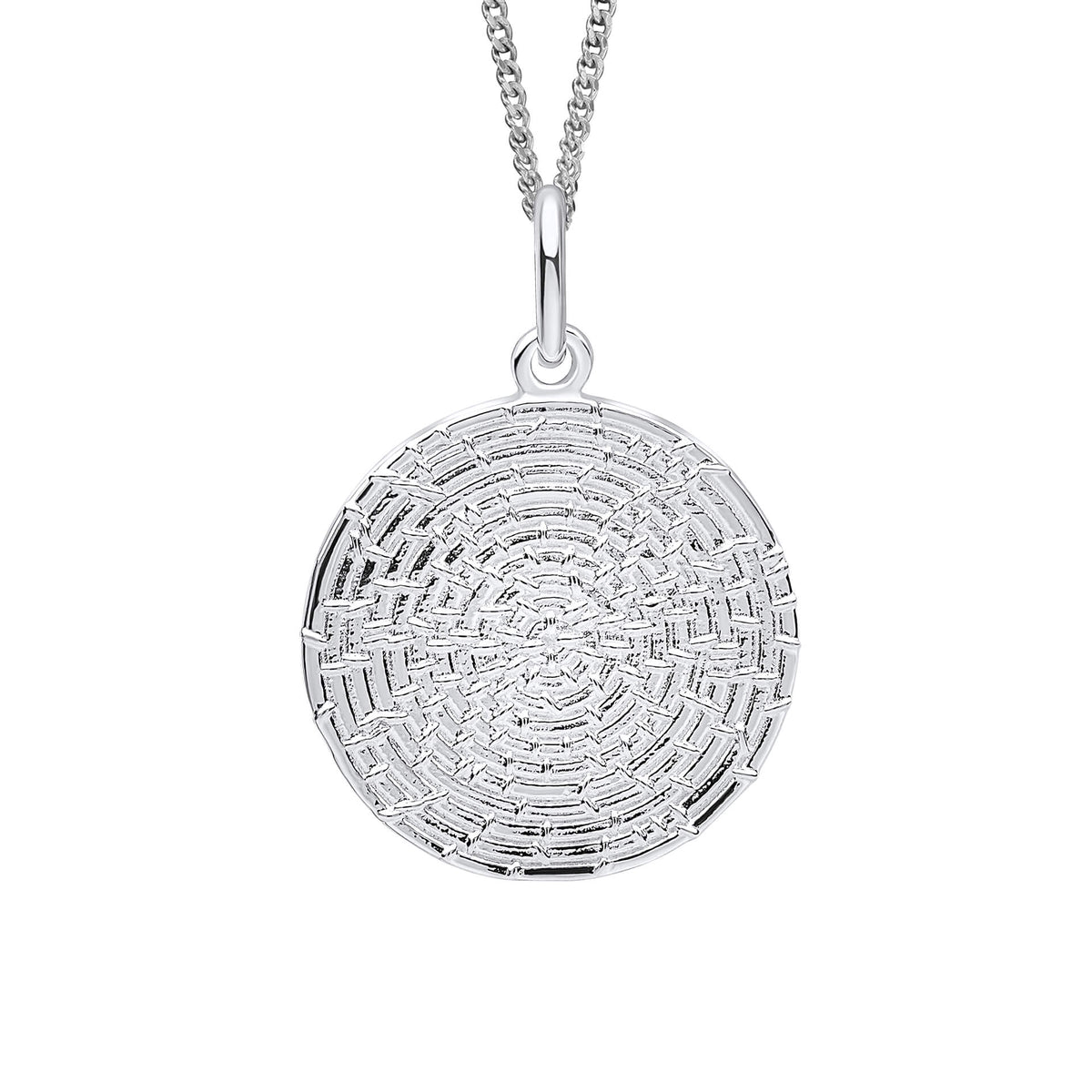Beginnings Ripple Texture Round Disc Pendant