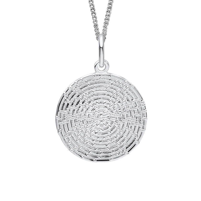 Beginnings Ripple Texture Round Disc Pendant