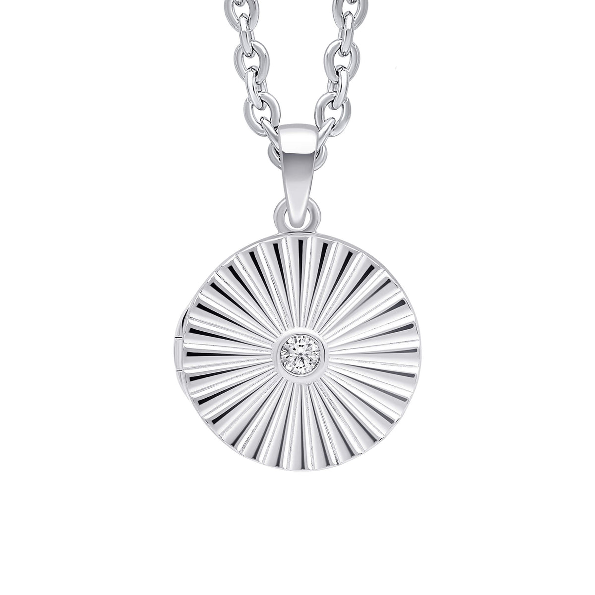 Beginnings Sunburst Round Locket Pendant