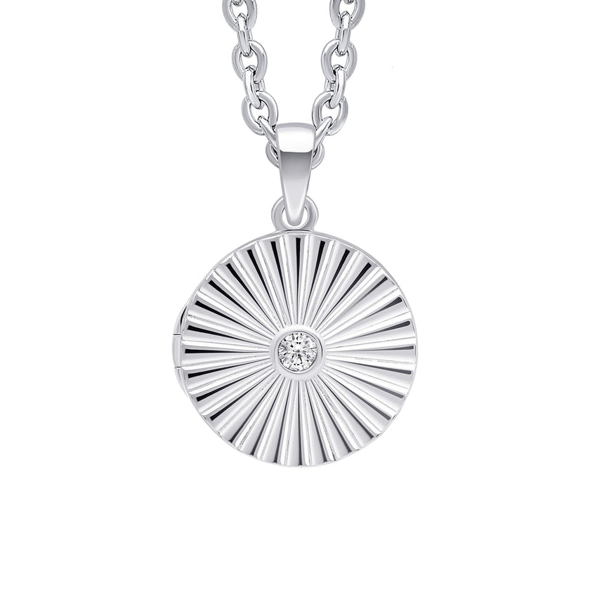 Beginnings Sunburst Round Locket Pendant