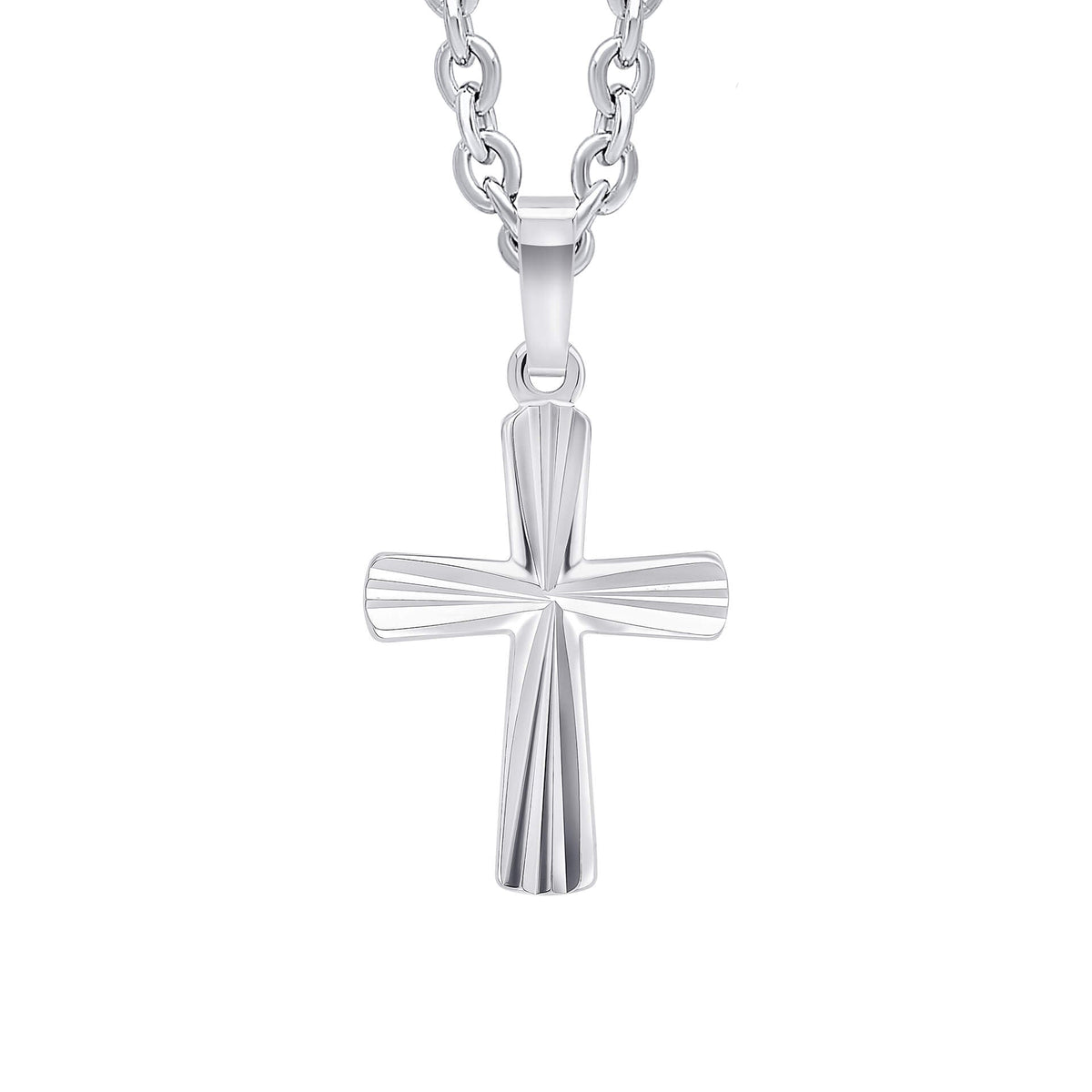 Beginnings Diamond Cut Detailed Cross Pendant