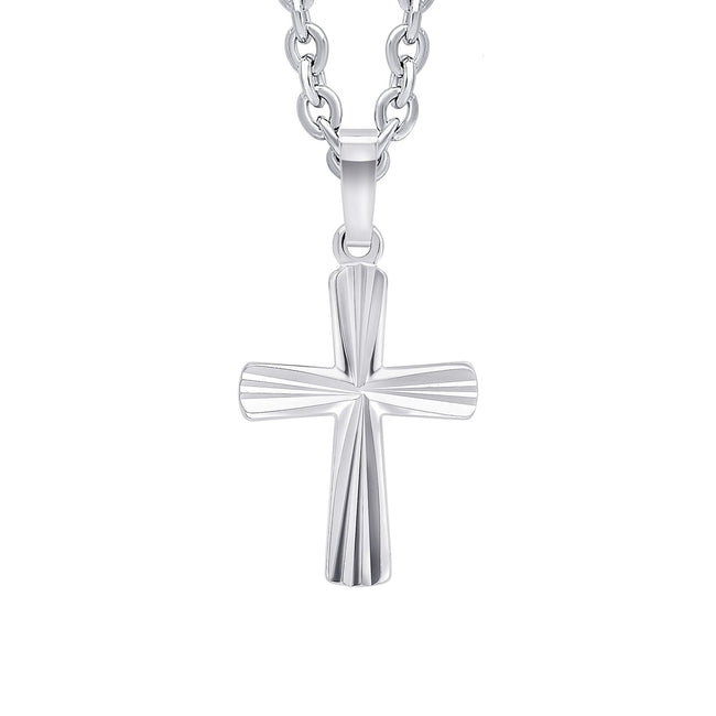 Beginnings Diamond Cut Detailed Cross Pendant