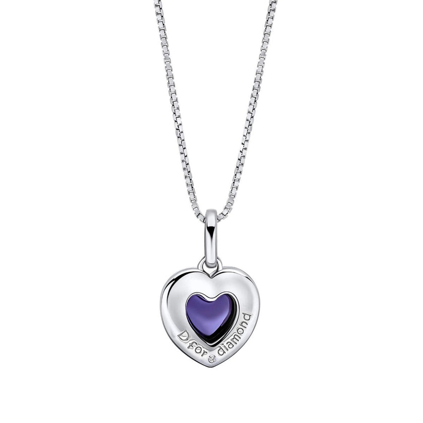D For Diamond Herzförmiger Stimmungssteinanhänger mit Diamant