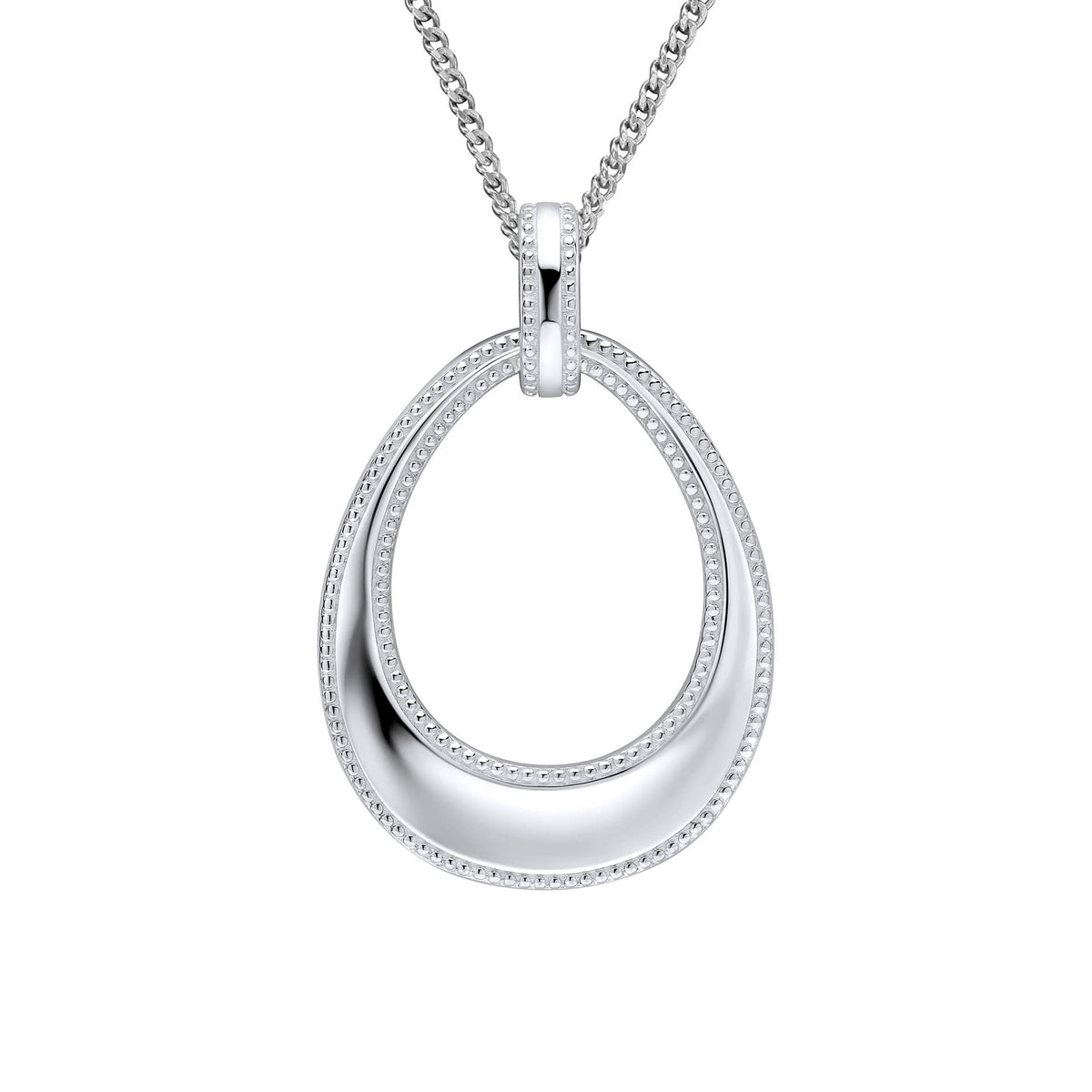 Beginnings Open Teardrop Pendant with Millegrain Edge