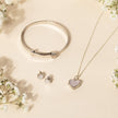 D For Diamond Mother of Pearl Heart Stud Earrings with Diamond
