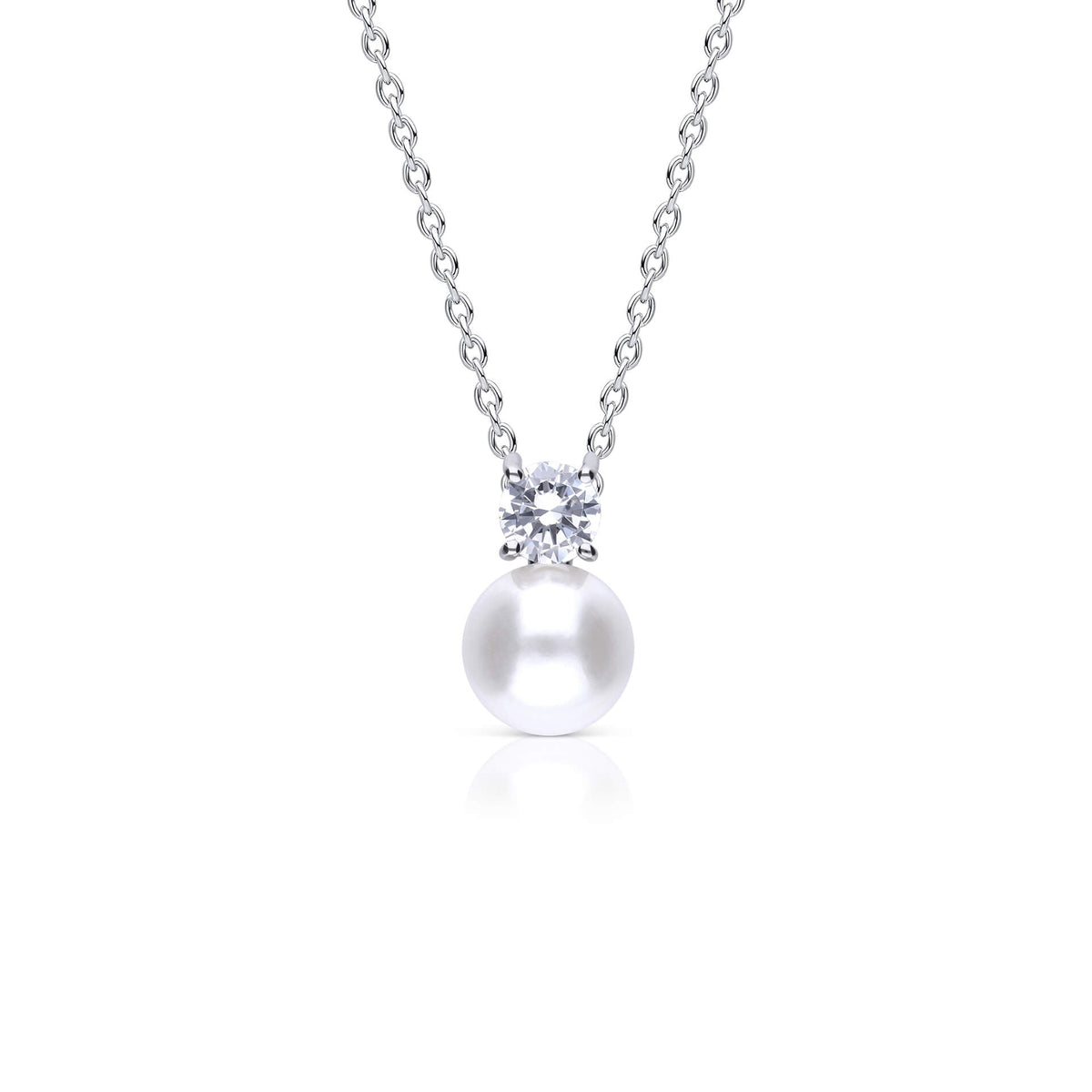 Diamonfire Solitär-Zirkonia-Anhänger mit Krallenfassung und Muschelkernperle