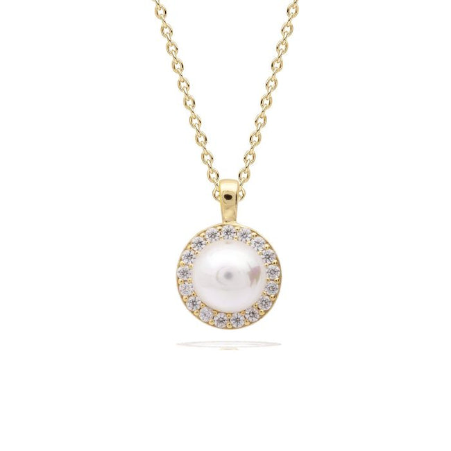 Colgante con Halo de Perlas de Concha y Circonitas Diamonfire