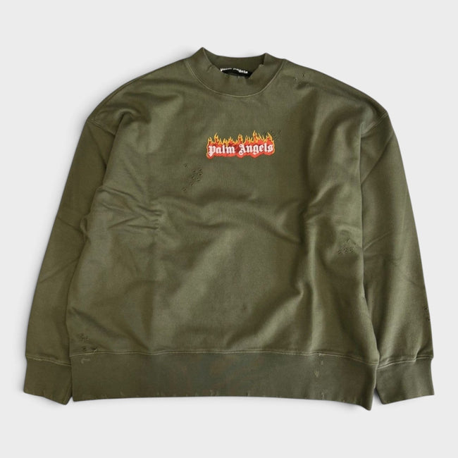 Bluza z logo Burning, kolor militarna zieleń