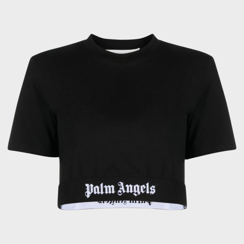 Logo Tape Cropped Tee Black White