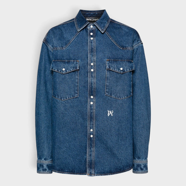 Chemise en jean à monogramme oversize bleu