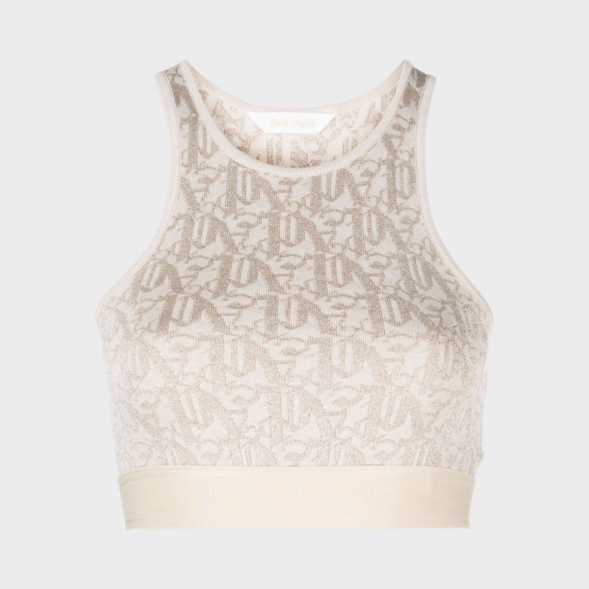 Monogram Jacquard Knit Bra Top Beige