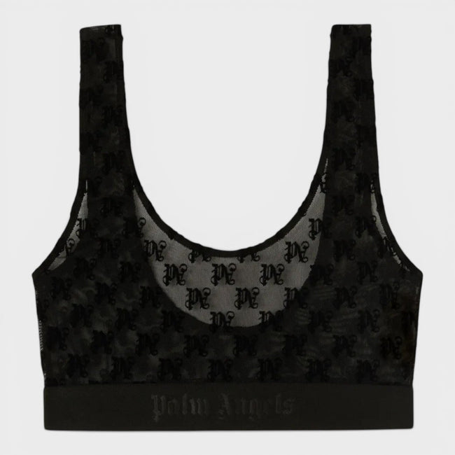 Palm Angels Monogram Lace Bra Black