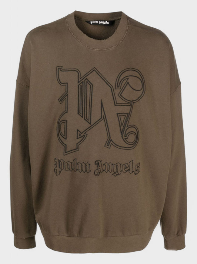 Monogram Statement Crew Loose Fit Brown