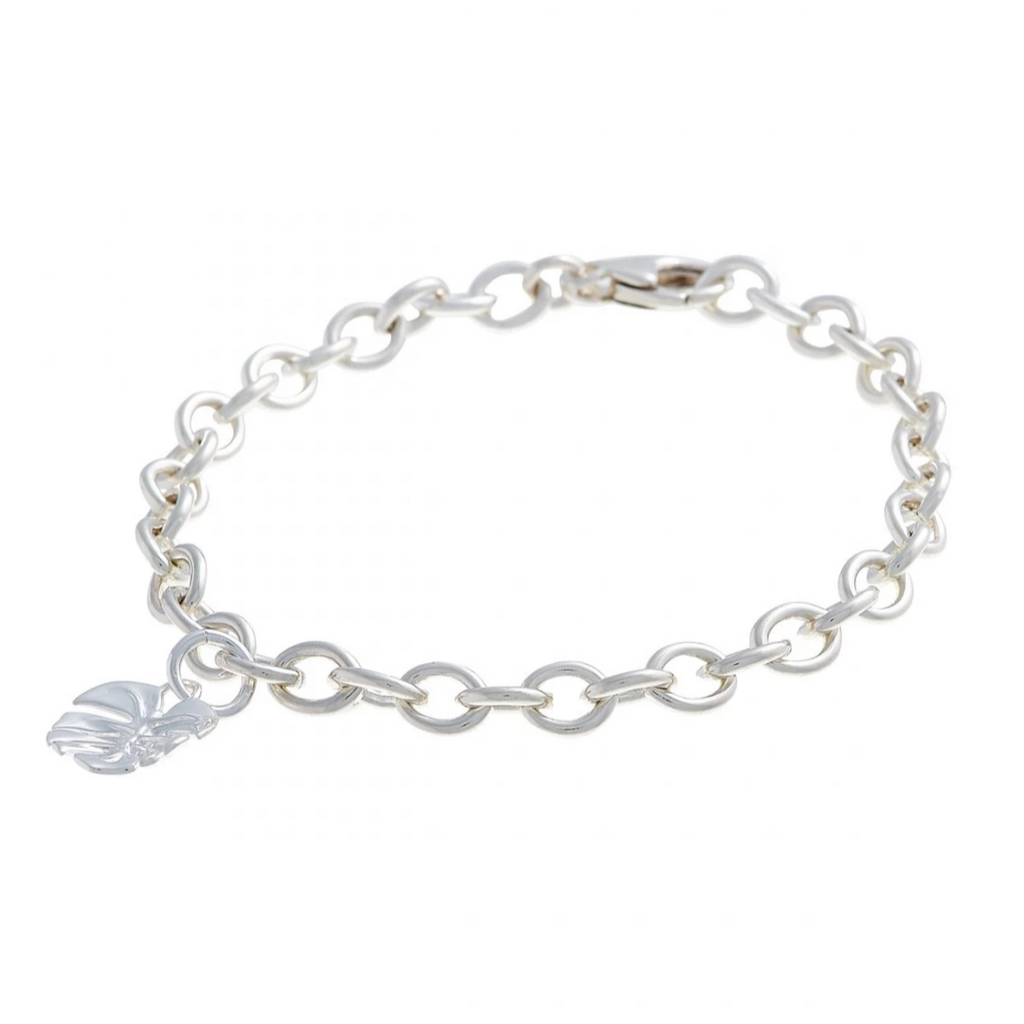 Monstera Palm Leaf Silver Charm