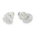 Monstera Palm Leaf Silver Stud Earrings