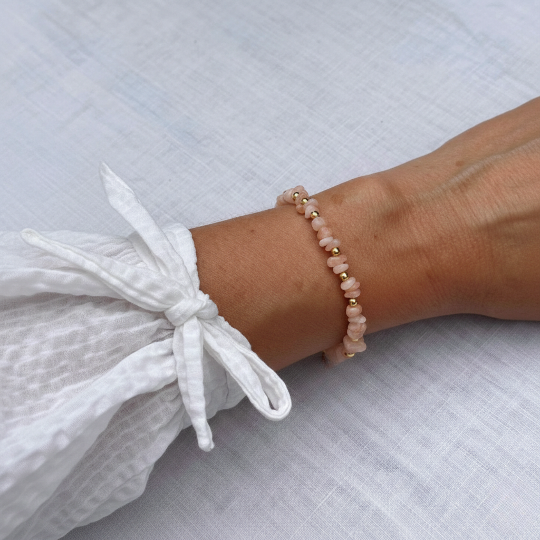 Peach Moonstone Bracelet and Earring Set