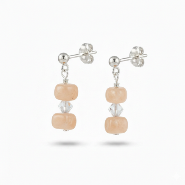 Peach Moonstone Gemstone Earrings