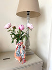 Peach botanical 'Panthera' skinny Silk scarf, delicate, lightweight Twilly style scarf accessory with animal print texture