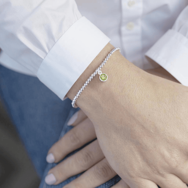 Conjunto de joyas de peridoto, piedra natal de agosto | Pulsera y anillo