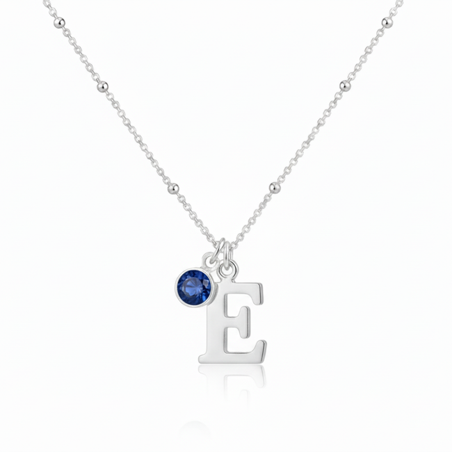 Initial & September Birthstone Necklace | Personalised Sapphire Gift