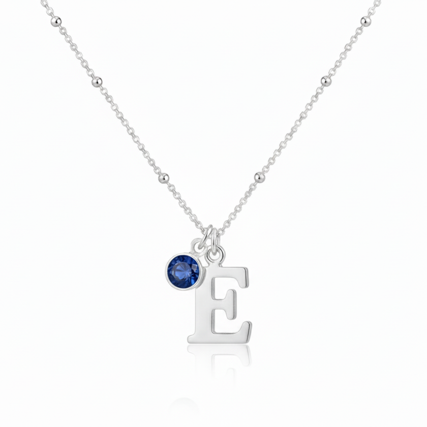 Initial & September Birthstone Necklace | Personalised Sapphire Gift