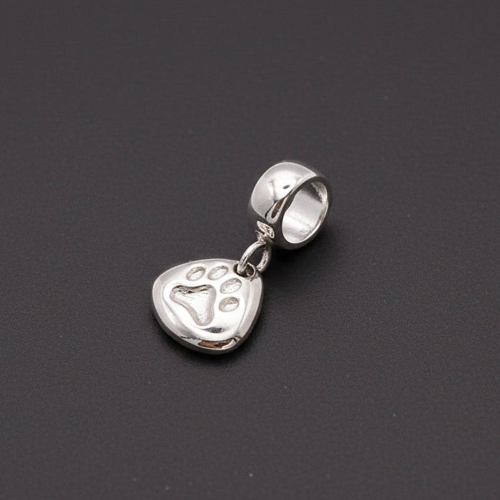 Pet Paw Print Personalised Silver Charm