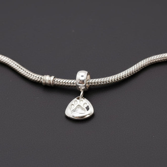 Pet Paw Print Personalised Silver Charm