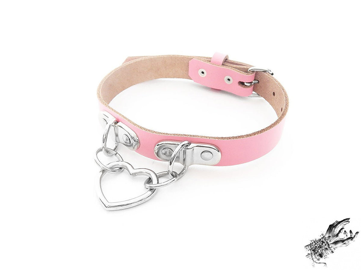 Pink Bound Heart Ring Choker