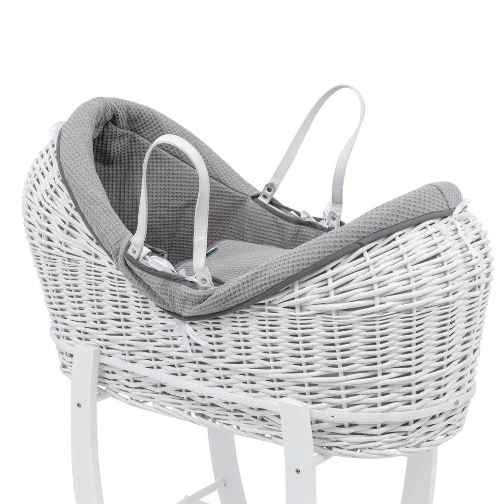 Pod Grey Waffle Moses Basket Bedding Set