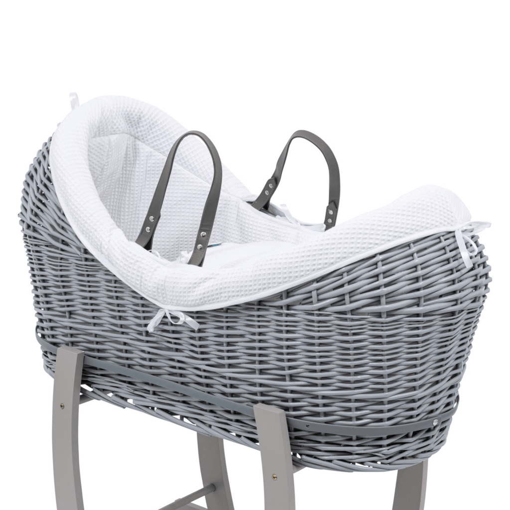 Pod White Waffle Moses Basket Bedding Set