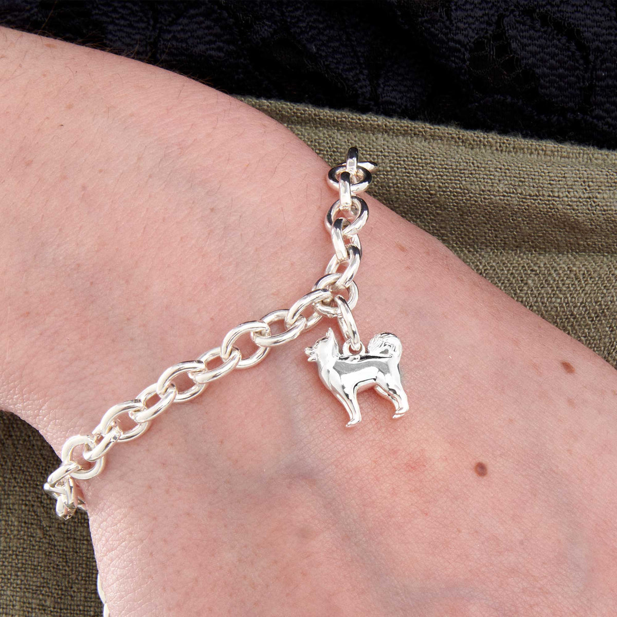 Pomsky Silver Dog Charm