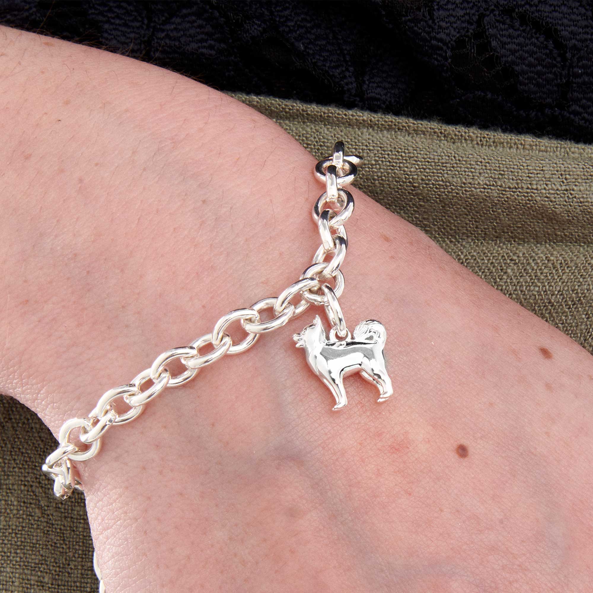 Pomsky Silver Dog Charm