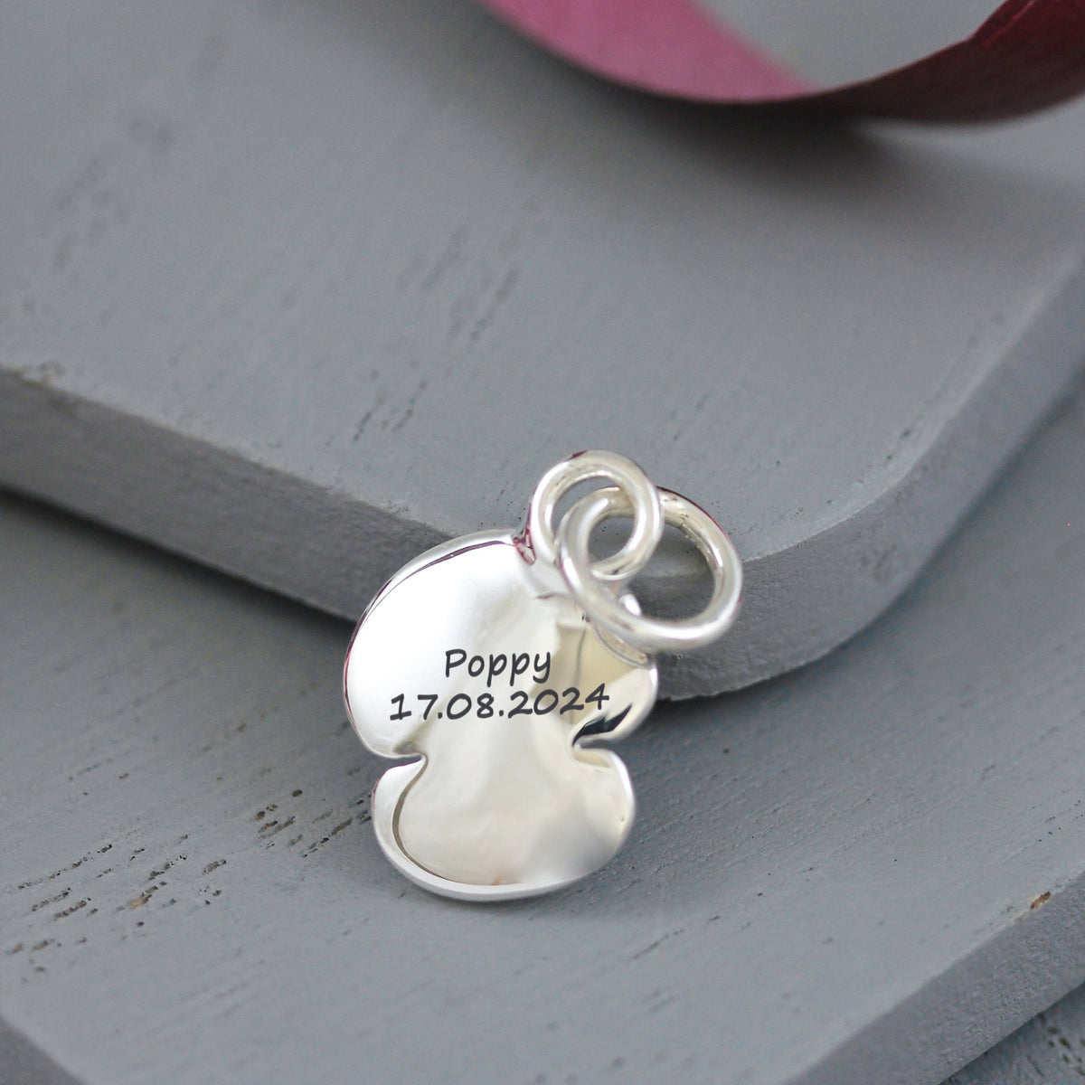 Poppy Flower Personalised Silver Charm