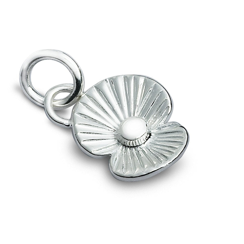 Poppy Flower Personalised Silver Charm