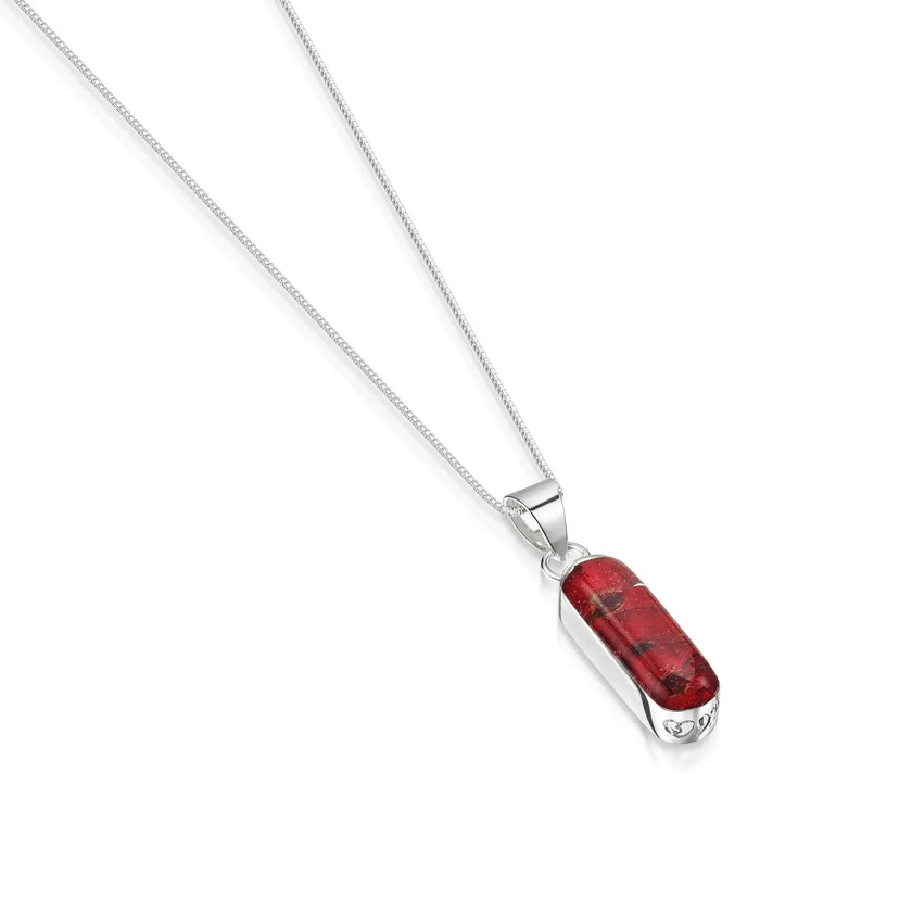 Poppy Silver Vertical Bar Pendant Necklace
