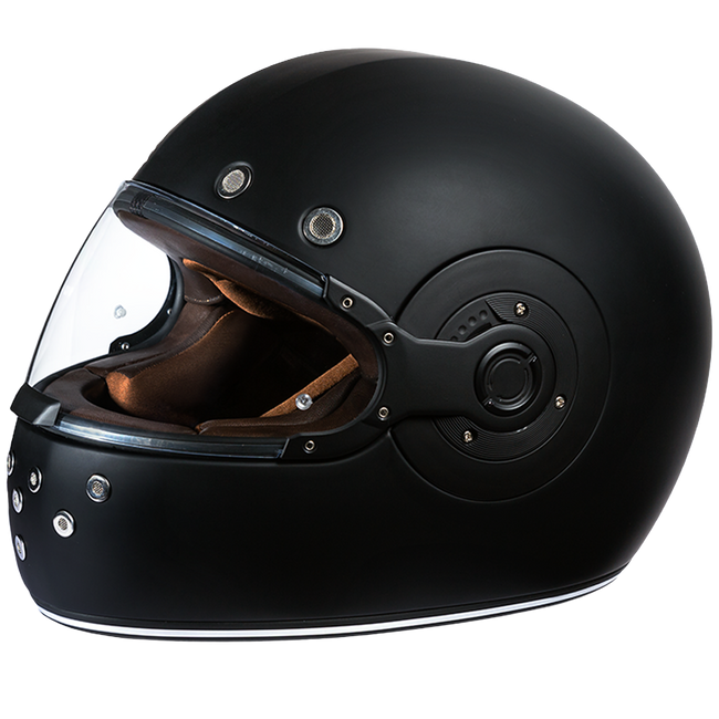 DOT & ECE Approved Daytona Retro Full Face Motorcycle Helmet: Vintage Style for Men, Women, & Youth - Dull Black W/ Dull Black Accents