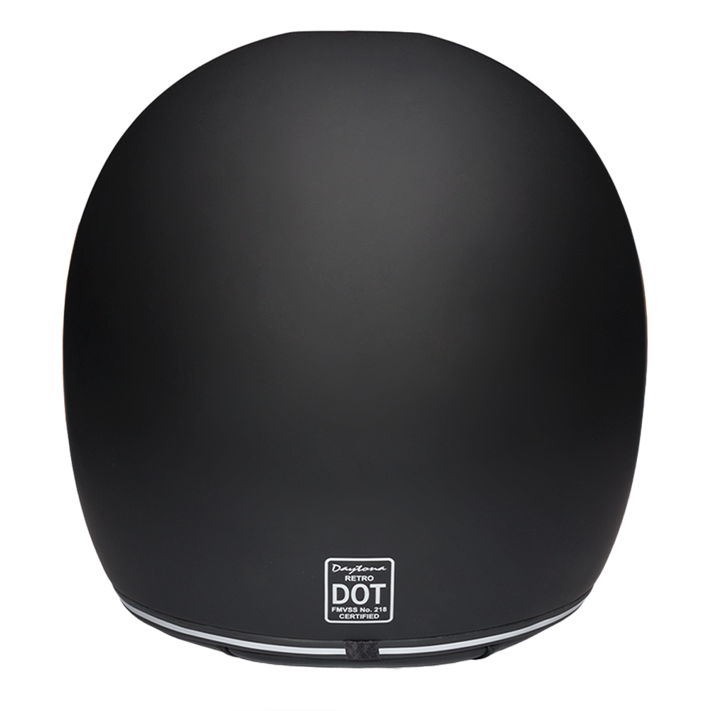 DOT & ECE Approved Daytona Retro Full Face Motorcycle Helmet: Vintage Style for Men, Women, & Youth - Dull Black W/ Orange Accents