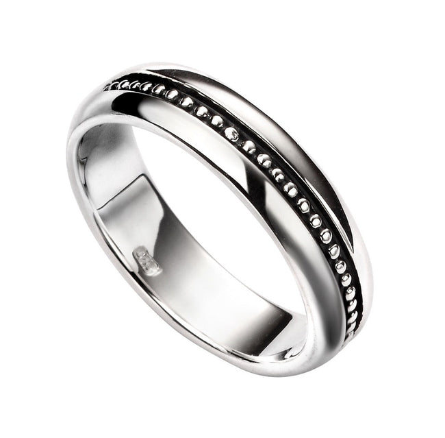 Beginnings Oxidised Inset Pattern Ring