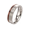 Fred Bennett Brushed Steel Ring with IP detail and CZ
